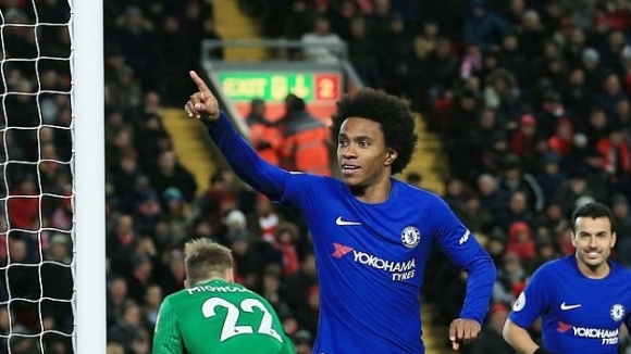 Халфът на Челси Вилиан, който вкара изравнителното попадение във вчерашното