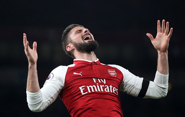 Френският нападател на Арсенал Оливие Жиру е записан сред резервите