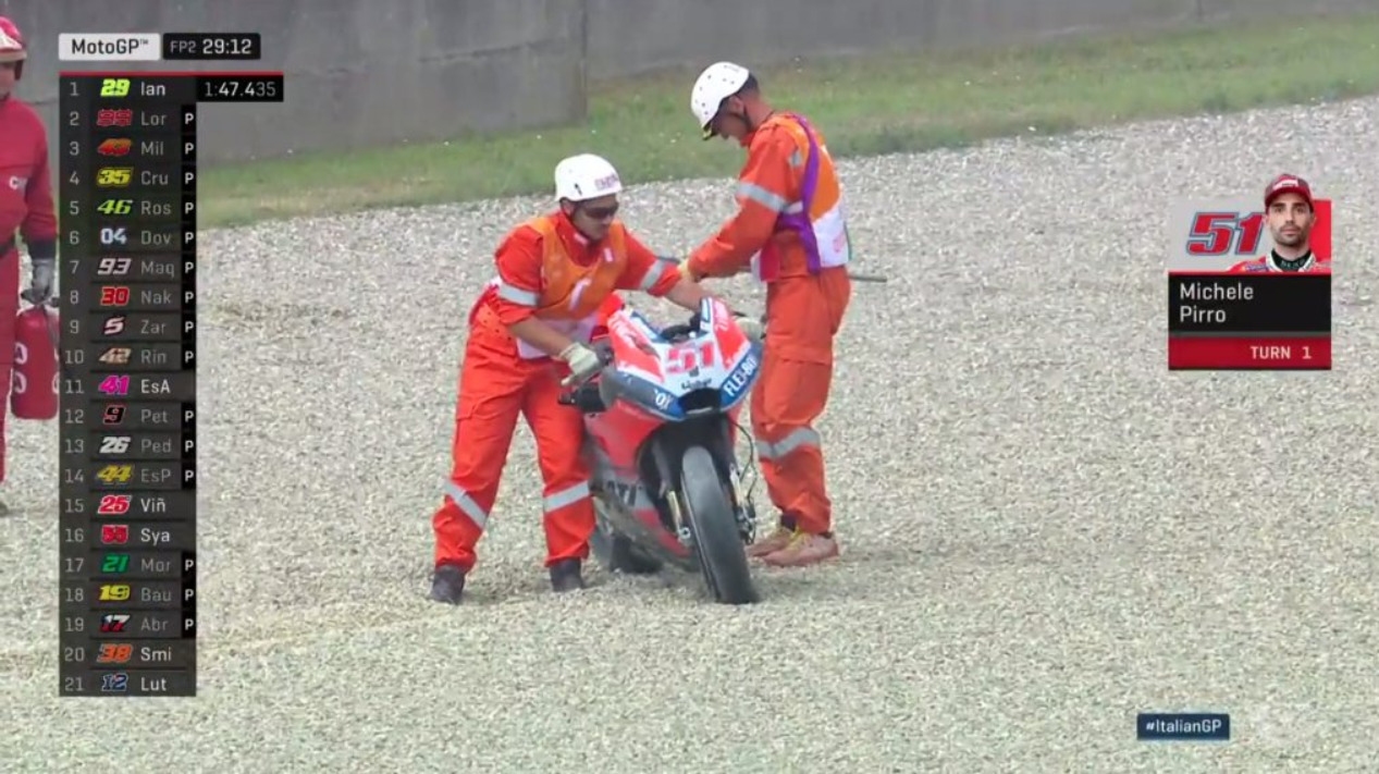 Тестовият пилот на Ducati Микеле Пиро е транспортиран в болница