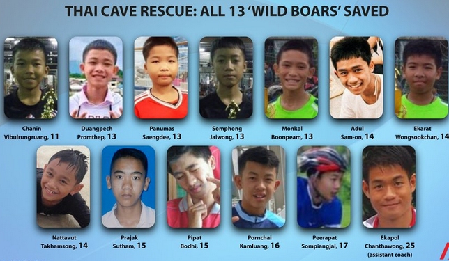 Тайландският отбор по футбол за момчета, който беше спасен от