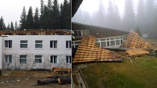 Ураганен вятър се изви под връх Ком и отнесе покрива