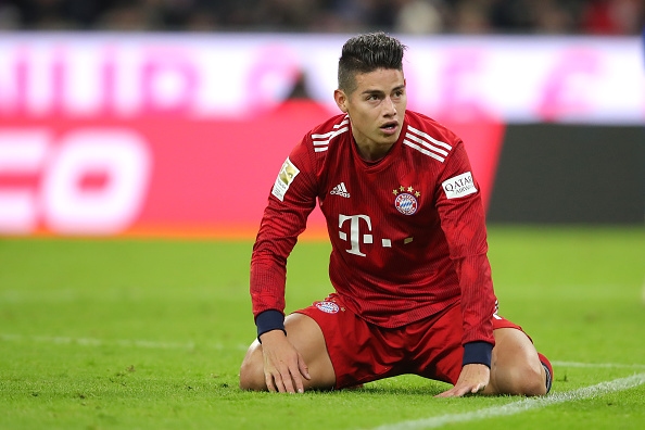 Халфът на Байерн Мюнхен Хамес Родригес се зарадва на грешната