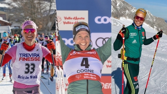 Състезателките по ски бягане Сандра Рингвалд Щефани Бьолер и Елизабет