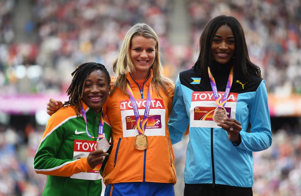 Трите медалистки на 200 метра от Световното първенство по лека
