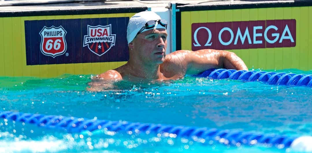 Райън Лохте се завърна към състезателното плуване за първи път