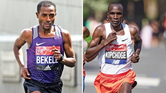 Олимпийските шампиони Елиуд Кипчоге и Кенениса Бекеле двамата най добри маратонци