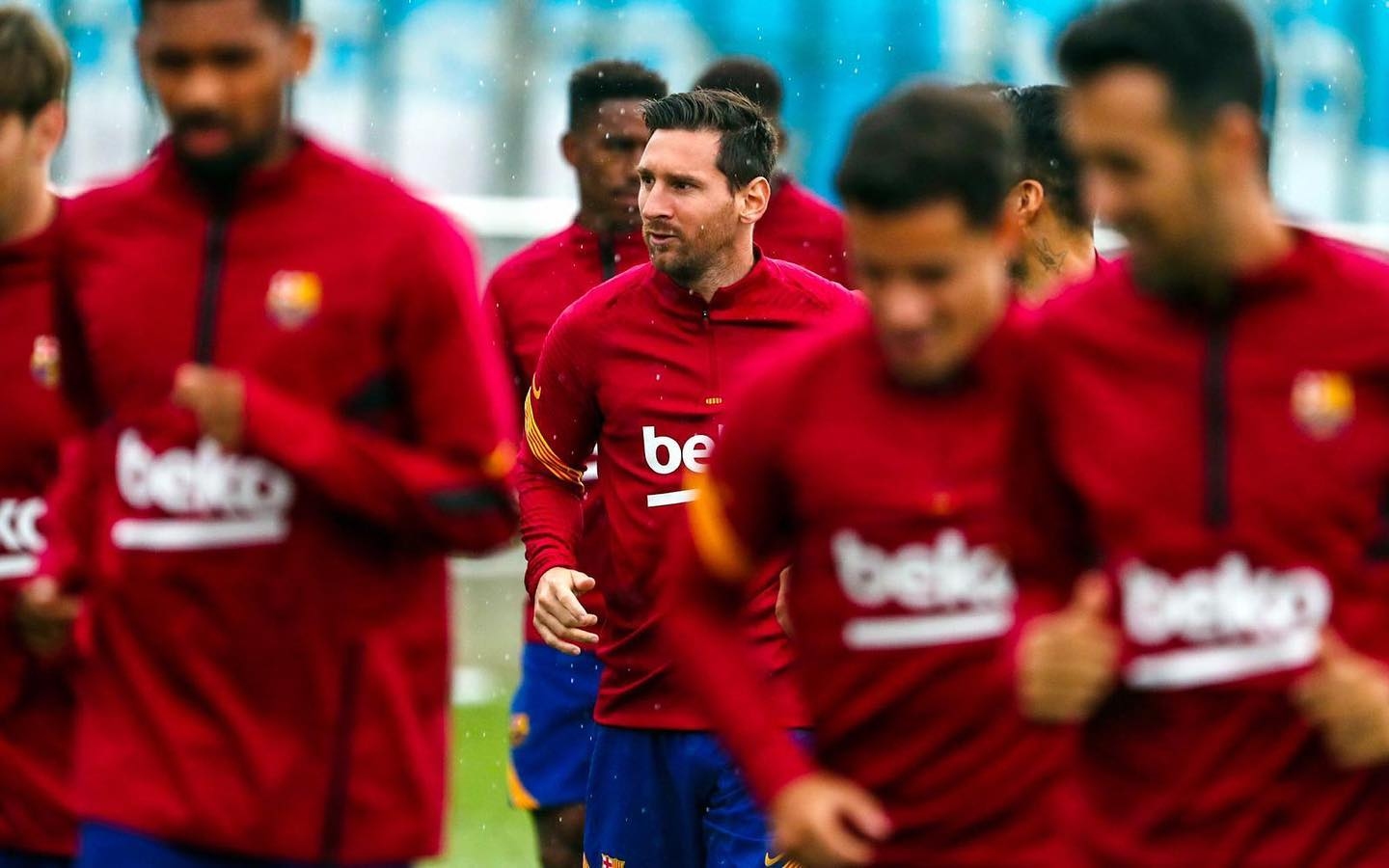 Капитанът на Барселона Лионел Меси днес направи първа групова тренировка